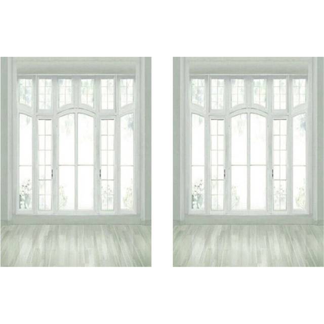 2pcs 3X5FT European Window Floor White Art Photography Backdrop Studio Background