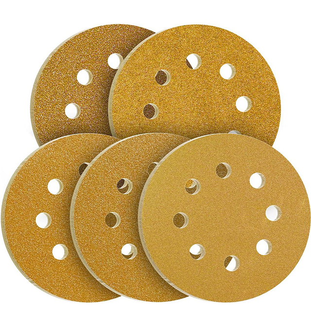 moresk-125mm 8-Hole Hook and Loop Sanding Discs, 40/60/80/120/240 Assorted Grits Sandpaper for Random Orbital Sander, 100-Pack