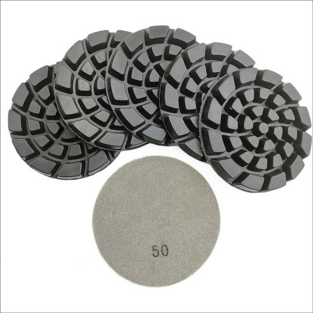 6 PCS Diamond Floor Polishing Pads Resin Bond Terrazzo Floor Diameter 4 Inch, 50 Grit