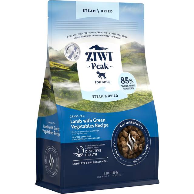 ZIWI PEAK Dog Steam Dried Lamb with Green Vegetables Recipe | Size: 800g