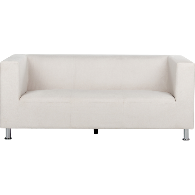 Beliani - Modern 3 Seater Chenille Sofa Silver Metal Legs Track Arms White Floro