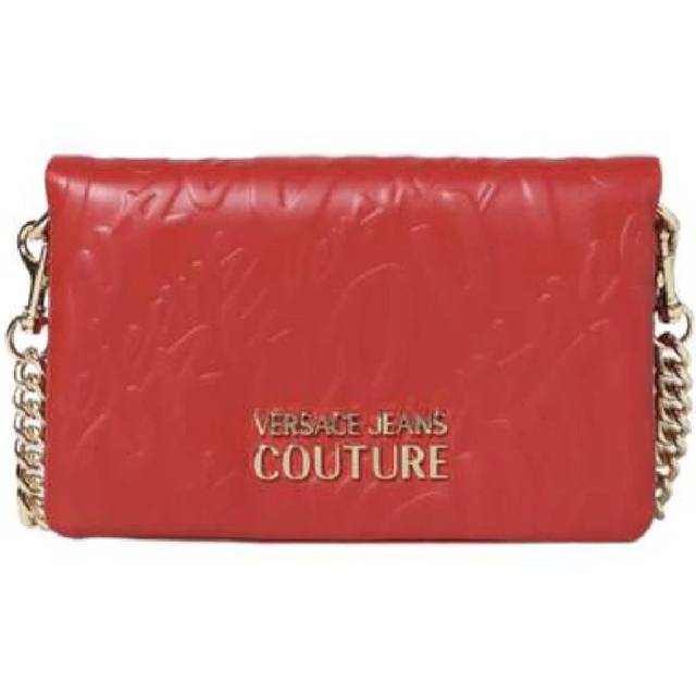 Versace Jeans Couture, Shoulder Bags, female, Red, ONE SIZE, Red Logo Lettering Chain Handle Bag