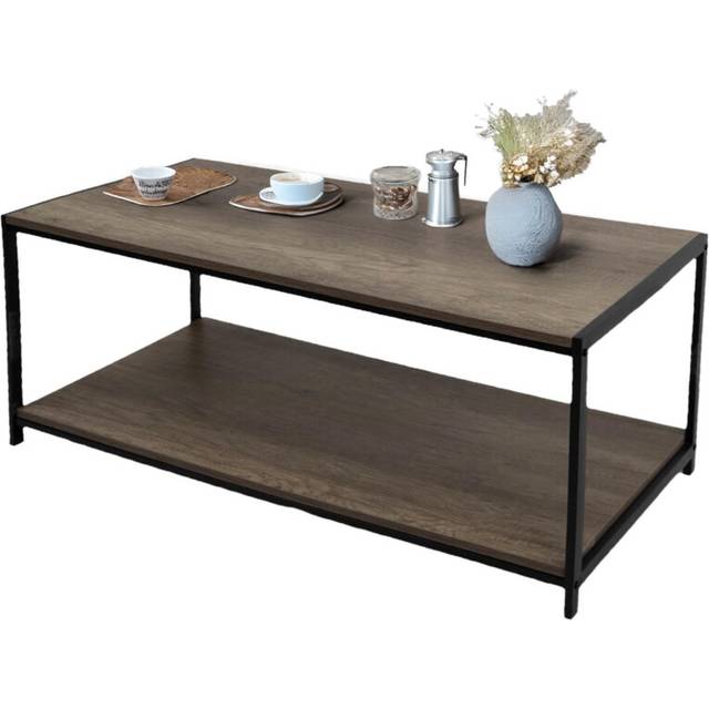 Rustic Coffee Table Grey with Metal Frame for Home Decor 100X50X 45cm