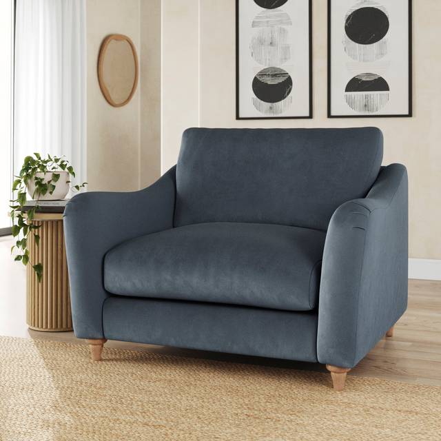 Hattie Matte Plush Velvet Snuggle Sofa - Matte Plush Velvet Denim