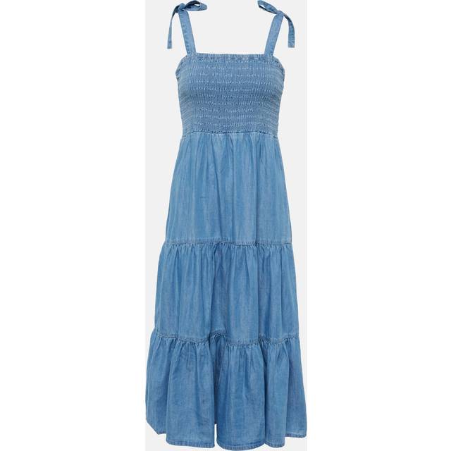Veronica Beard Tola tiered cotton-blend midi dress - blue (UK 14)
