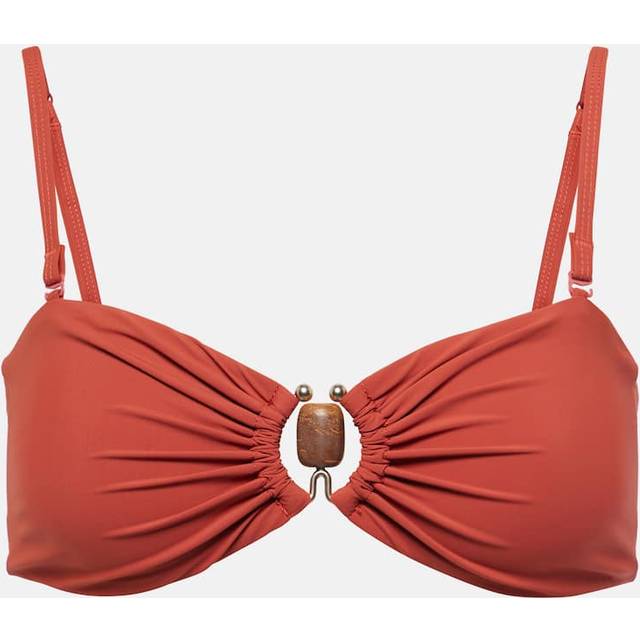Christopher Esber Embellished ruched bikini top - orange (UK 12)