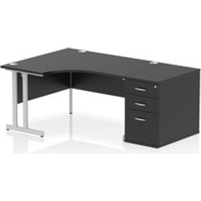 Impulse 1400 LH Crescent Desk Black/Silver Cantilever 800 Desk Hi Ped