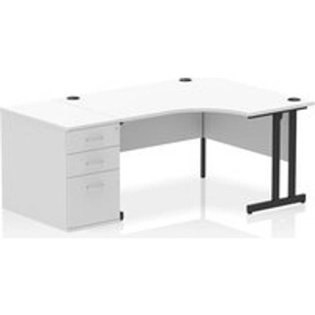 Impulse 1400 RH Crescent Desk Cantilever White/Black 800 Desk High Ped
