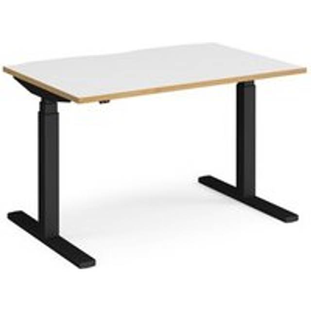 Height Adjustable Desk | Rectangular Desk 1200mm | White/Oak Tops With Black Frames | Elev8 Touch