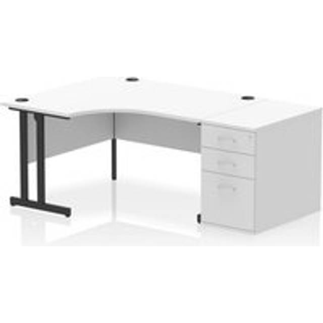 Impulse 1400 LH Crescent Desk Cantilever White/Black 800 Desk High Ped