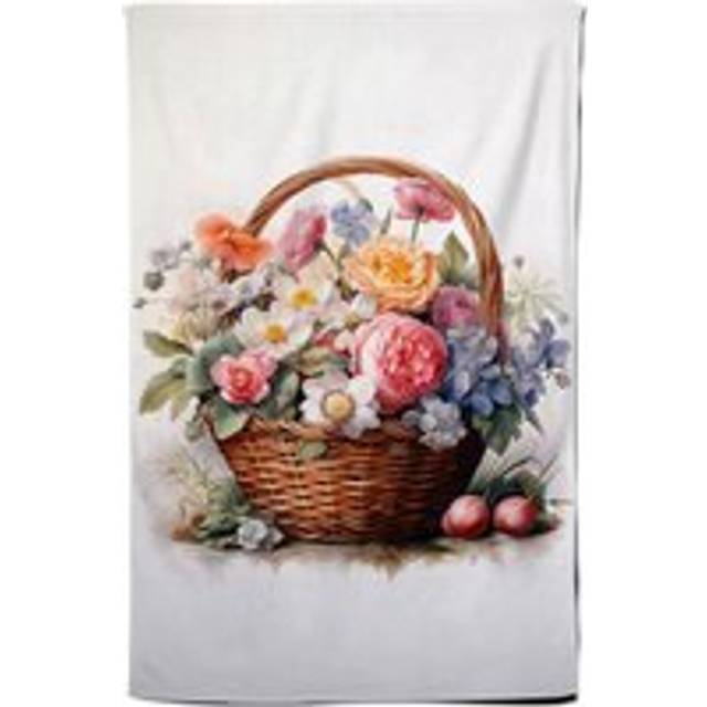 Victorian Easter Basket Watercolour Tea Towel - Multi - One Size