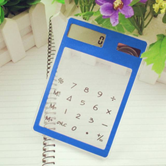 Centechia lcd 8 siffrigt pekskärm ultratunn transparent sol calculatorstationery tydlig vetenskaplig kalkylator elev - Blå