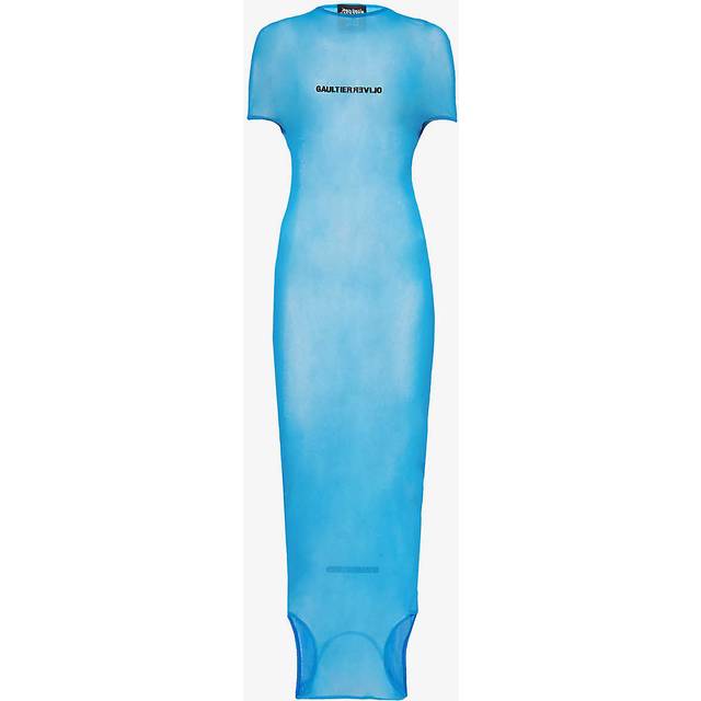 Jean Paul Gaultier Womens Ibiza Blue Black X Shayne Oliver Mesh Maxi Dress Xs
