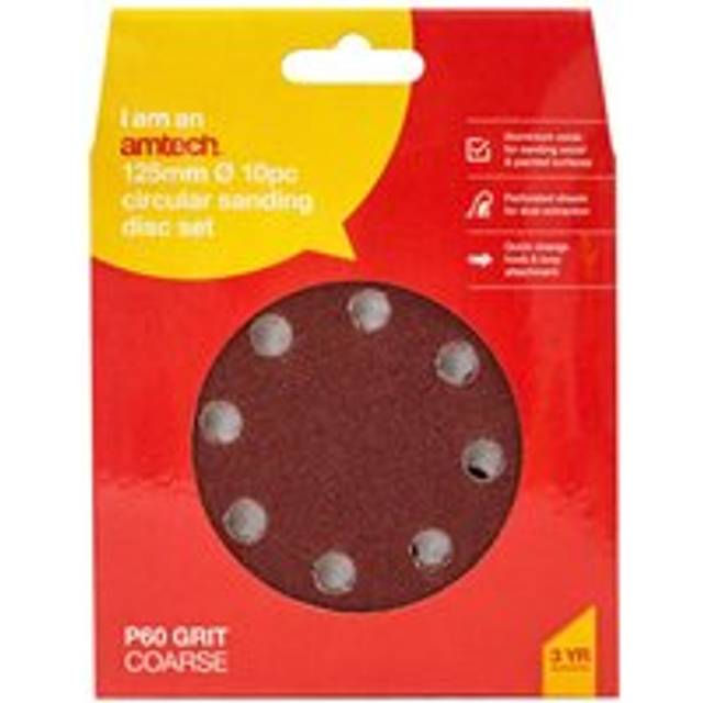 Amtech 125mm 10 Piece Circular Sanding Sheet Set - P60 Grit