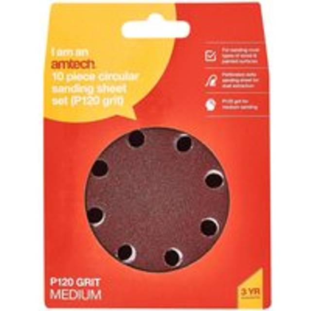 Amtech 115mm 10 Piece Circular Sanding Sheet Set - P120 Grit