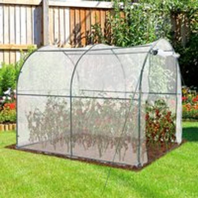 Outsunny Transparent Walk-in Polytunnel Greenhouse - Dark Green