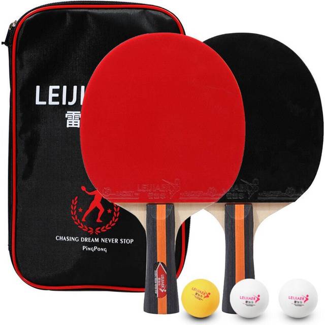 Table Tennis 2 Player Set Bats Rackets and 3 Ping Pong Balls with Cover Bag