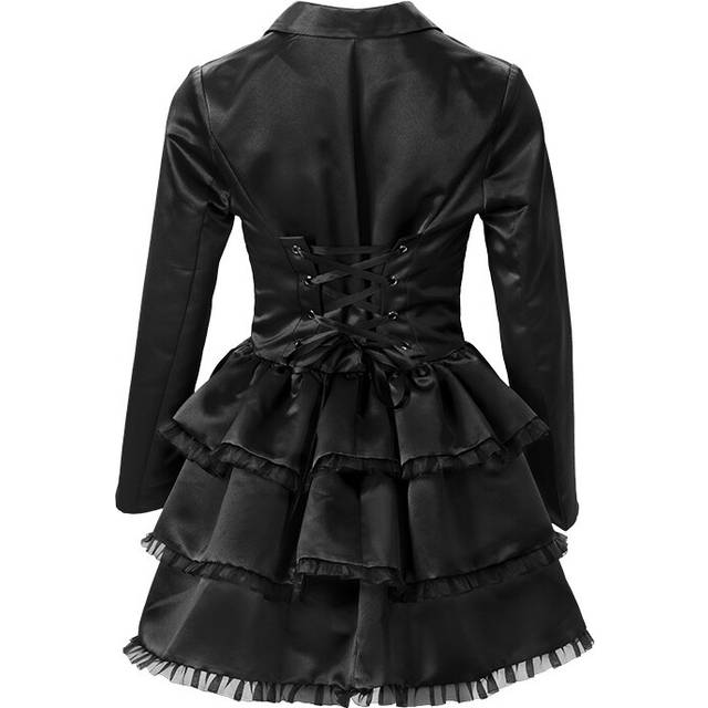 (Black, S) Medieval Renaissance Cosplay Costume Doublebreasted Lace Vintage Gothic Woman
