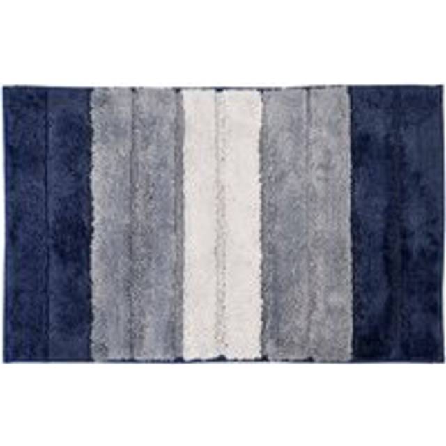 Shades Striped Microfibre Bath Mat Shower Bathroom Non-Slip - Navy - 40x60cm