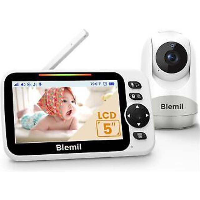 "5"" Split-Screen Baby Monitor with 30-Hour Battery, Large Video Baby Monitor with Camera and Night Vision, Remote Pan/Tilt/Zoom Camera, Two-Way Talk,"
