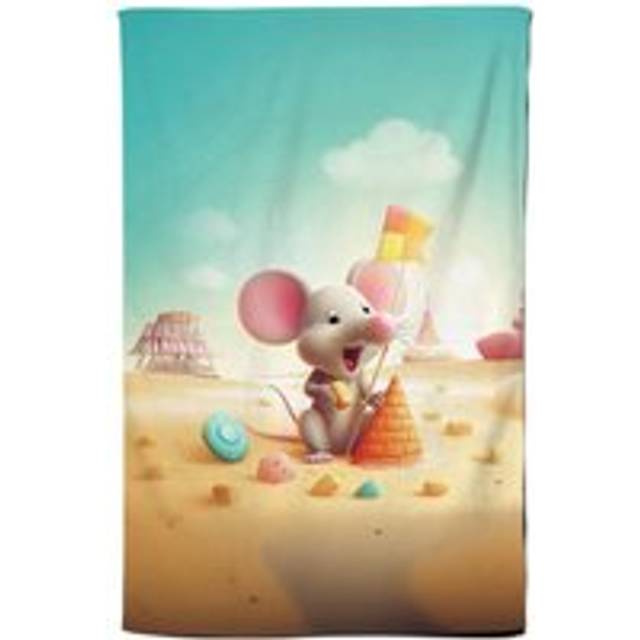 A Mouse On A Beach Holiday Tea Towel - Yellow - One Size
