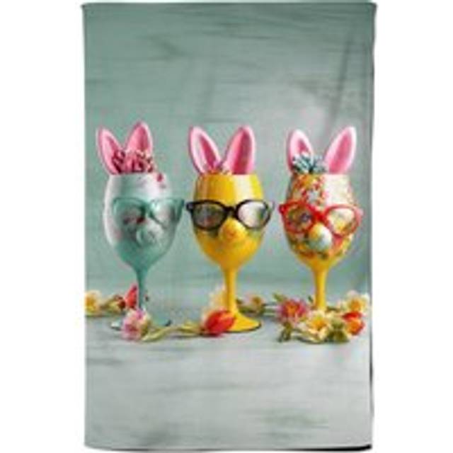Funky Easter Bunny Glasses Splashart Tea Towel - Multi - One Size