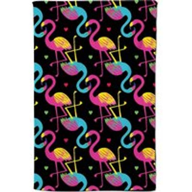 Vivid Flamingo Pattern Tea Towel - Black - One Size