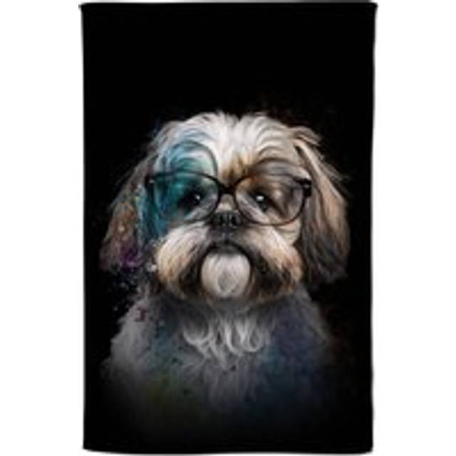 Warren Reed - Designer Lhasa Apso With Glasses Splashart Tea Towel - Multicolor