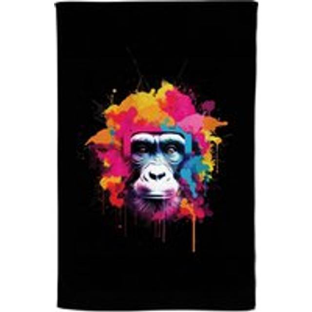 Multi Coloured Monkey Face Tea Towel - Pink - One Size
