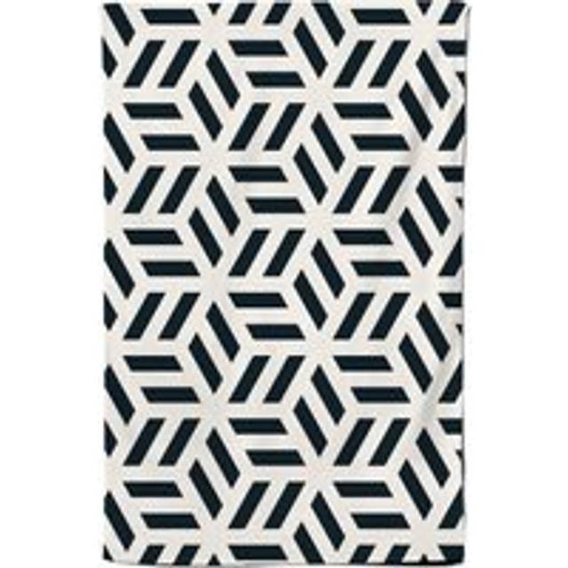 Geometric Monochrome Hexagonal Pattern Tea Towel - Black - One Size