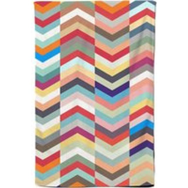 Geometric Multi Colored Chevron Pattern Tea Towel - Red - One Size