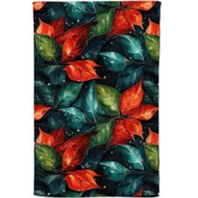 Christmas Watercolour Holly Leaf Tea Towel - Red - One Size
