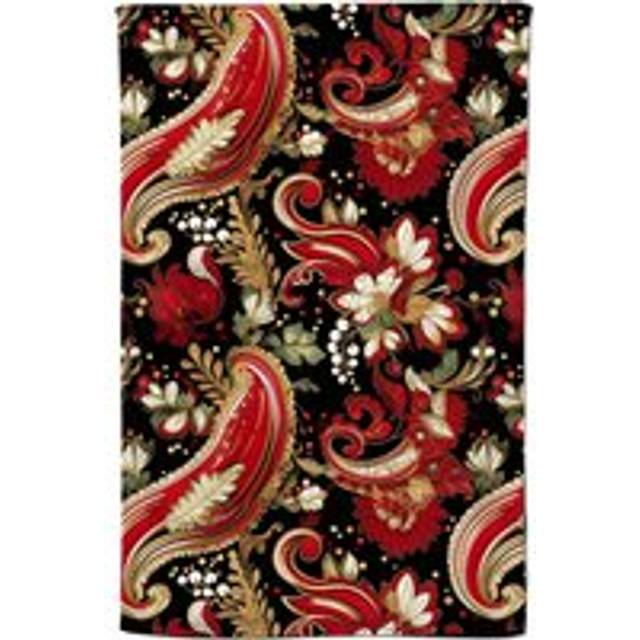 Paisley Christmas Stars Red Tea Towel - One Size