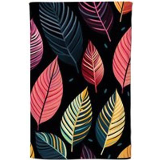 Colourful Leaves Pattern Tea Towel - Pink - One Size
