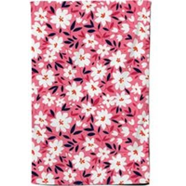 Small Cute White Flower Pattern Tea Towel - Pink - One Size