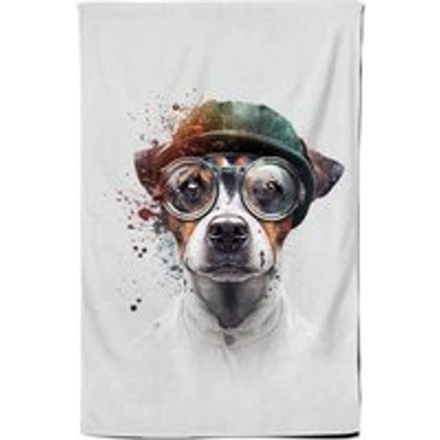 Jack Russell Terrier Dog With Glasses Splashart Tea Towel - Multi - One Size