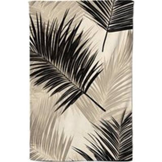 Black And White Tropical Palm Leaves Tea Towel - Grey - One Size