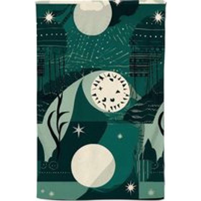 Abstact Green Cream Moon and Stars Tea Towel - One Size