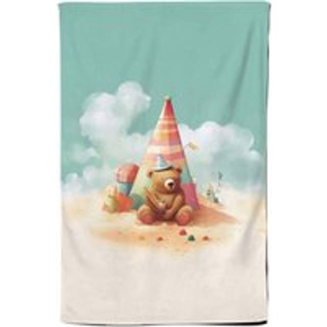 A Bear On A Beach Holiday Tea Towel - Yellow - One Size