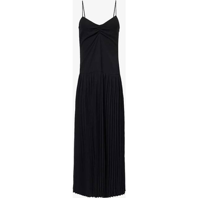 4th & Reckless Womens Black Klara Pleated V-neck Woven Maxi Dress 8 - BLACK