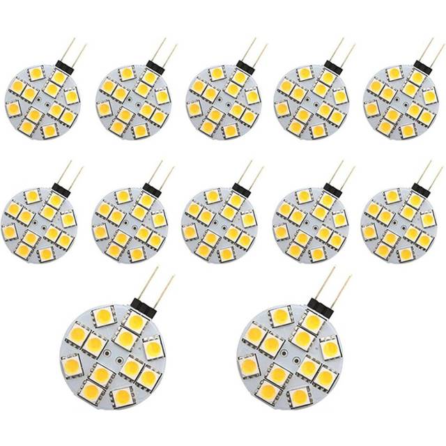 12PCS G4 Lights LED Bulbs Side Pin Base Round G4 5050 12SMD LED RV Light Home Reading Light, Warm White