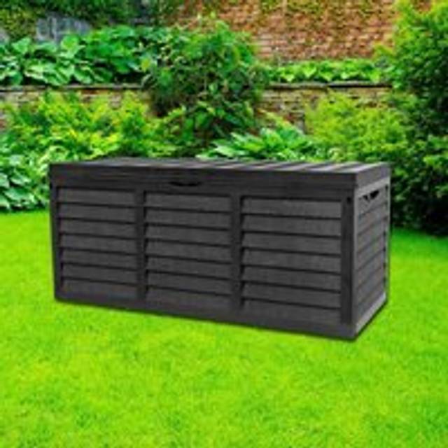 Gr8 Garden Black 320L Outdoor Storage Box | Plastic Garden Utility Chest