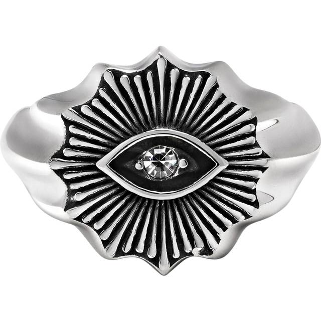 Nialaya Men's Vintage Evil Eye Ring With Clear Crystal Herr Ringar Stl. 9 - Från Magasin - Silver (9)