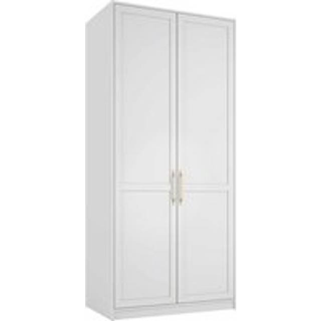 Austen White 2-Door Wardrobe - Shaker Style, Brass Handles, 2 Pcs