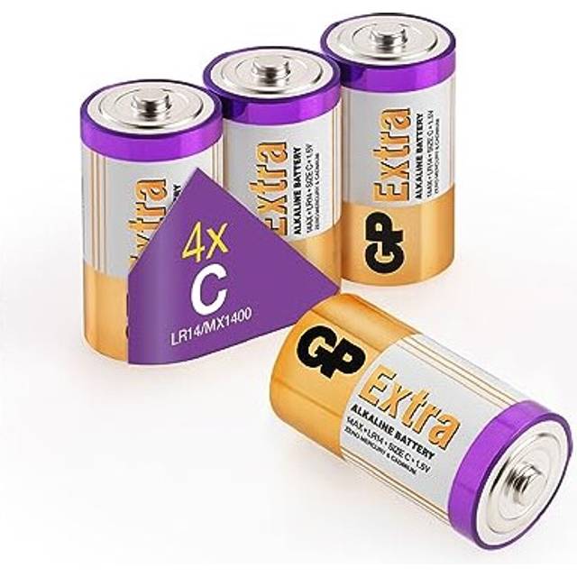 Size/Type C Batteries Pack of 4 LR14 batteries 1.5V by GP Batteries Type C Cell Size Extra Alkaline Batteries ideal for: Toys/Radio's/Garden
