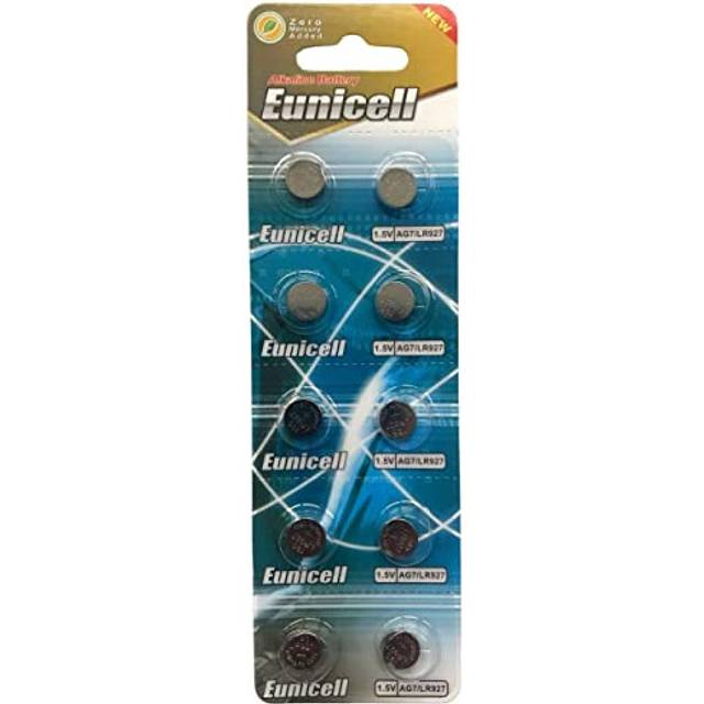 10 x Eunicell AG7 Alkaline button cell batteries - G7 LR57 LR57SW LR926 LR926SW SR926W L926E LR927 LR927SW 395 399