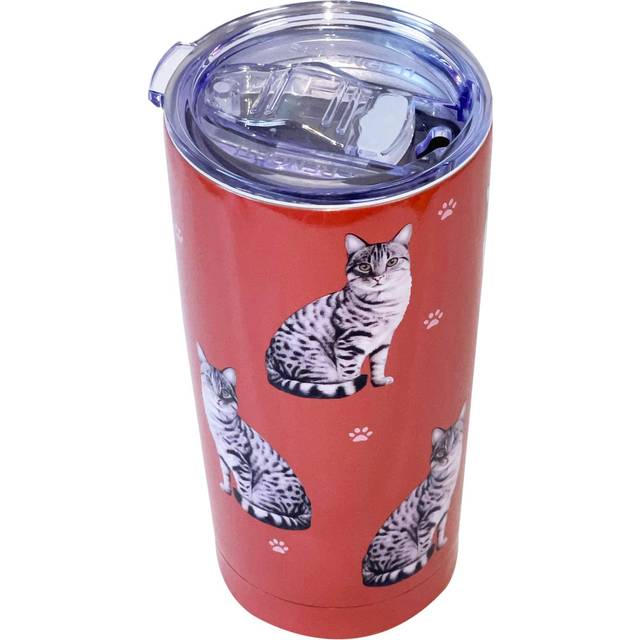 SERENGETI Tabby Cat 16 Oz. Stainless Steel  Vacuum Insulated Tumbler with Spill Proof Lid - 3D Print - Insulated Travel mug for Hot or Cold Drinks Tab
