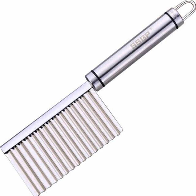 2PCS Stainless Steel Potato Wavy Edged Cutter Knife Potato Slicer