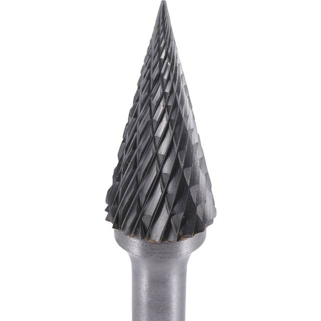 Tungsten Carbide Burr Pointed Cone Shape Double Cut Rotary Burrs File 70X12mm with 1/4 inch Shank Dia