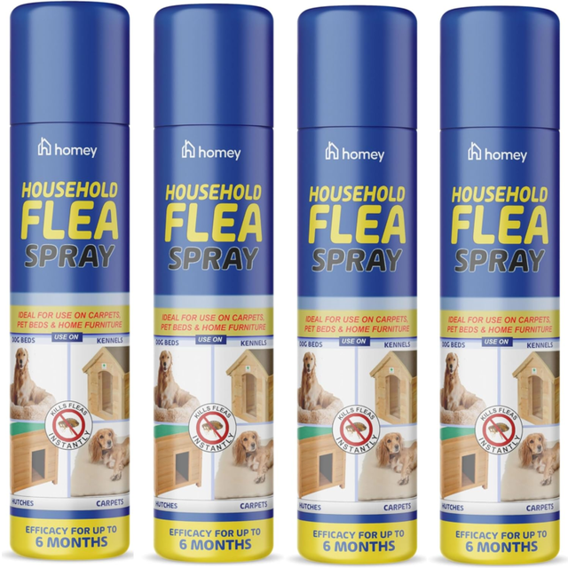 Flea killer spray 4 x 200ml aerosol animal flea dog cat tick protection house